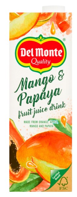 Del monte Mango & Papaya Juice 1Ltr (Pack of 6) "Deliciousness that brings a smile" For All Occasions