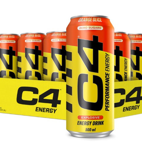 C4 Orange Slice Zero Sugar Energy Drink - 500ml (Pack of 12) 