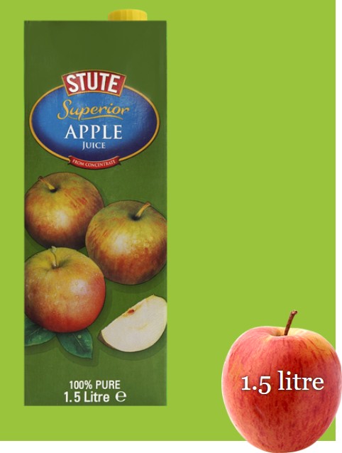 Stute 100% Pure Apple Juice 1.5Ltr (Pack of 6) "Deliciousness that brings a smile" For All Occasions