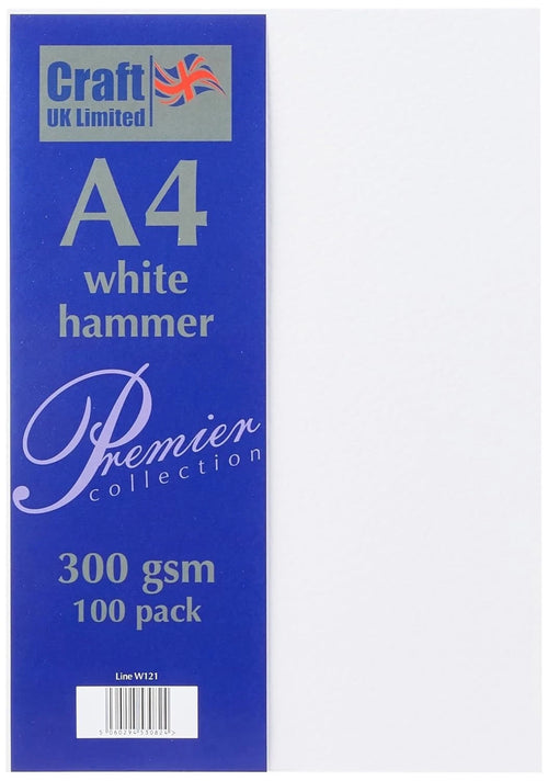 A4 Hammered Card, White, Pack of 100 White Sheets Hammered Card