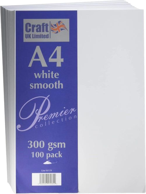 Craft UK A4 300Gsm-200 Sheets, White Card 300gsm - Free Delivery Easy To Use