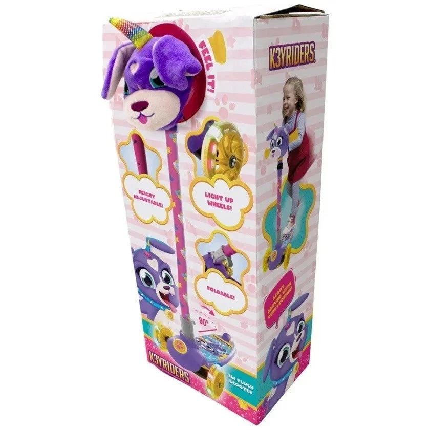 Scooter 3 Wheeled Perrycornio Plush Head Scooter For Kids -UK Fast Delivery
