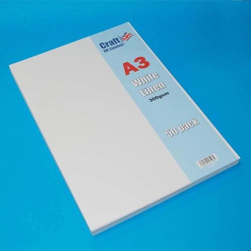 A3 300gsm Linen Card - White (Pack of 50 Sheets) Easy To Use