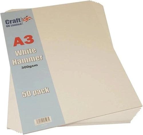 A3 300gsm Hammered Card - White (Pack of 50 Sheets) Easy To Use