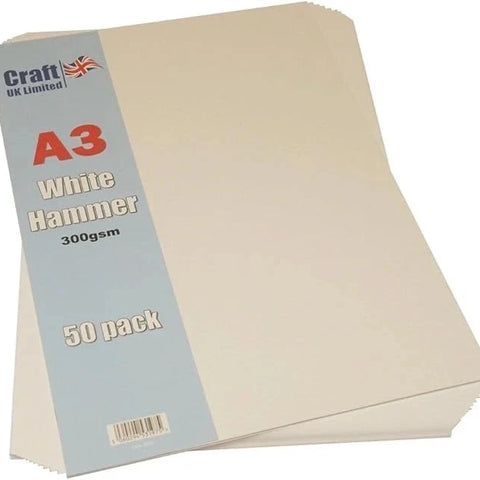A3 300gsm Hammered Card - White (Pack of 50 Sheets) Easy To Use