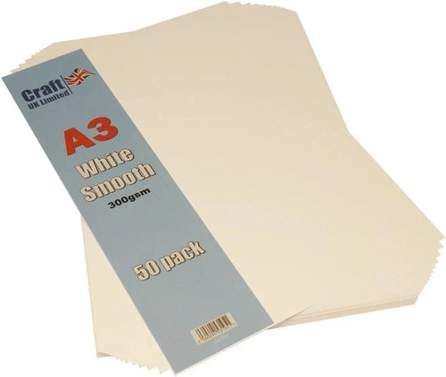 A3 300gsm Smooth Card - White (Pack of 50 Sheets)- Free Delivery Easy To Use
