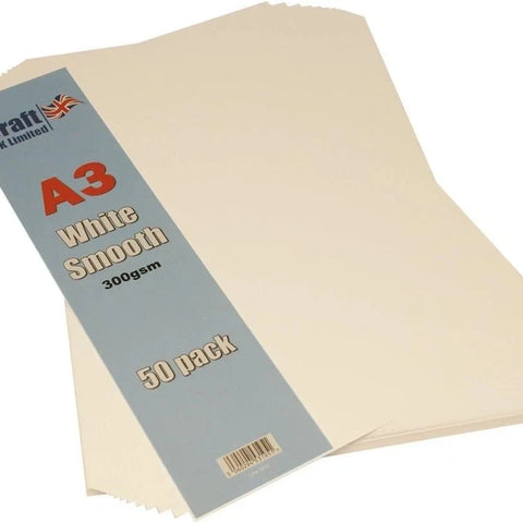 A3 300gsm Smooth Card - White (Pack of 50 Sheets)- Free Delivery Easy To Use