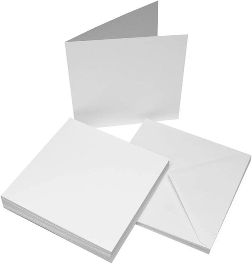 Craft UK 863 8 x 8 inch Card and Envelope Pack of 100 - White