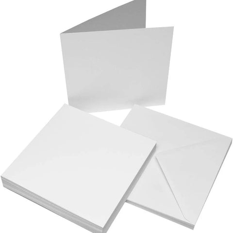 Craft UK 863 8 x 8 inch Card and Envelope Pack of 100 - White