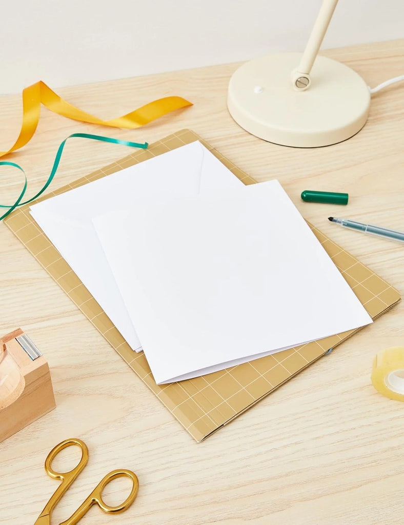 Craft UK 863 8 x 8 inch Card and Envelope Pack of 100 - White