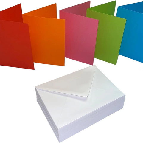 Craft UK 2483 C6 Card and Envelope Pack of 50 - Mixed Colours White Envelopes