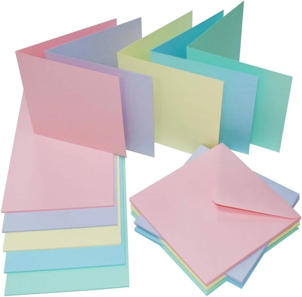 Craft UK 2308 - 6x6" Assorted Pastel Cards & Envelopes Pack of 40 (Copy)