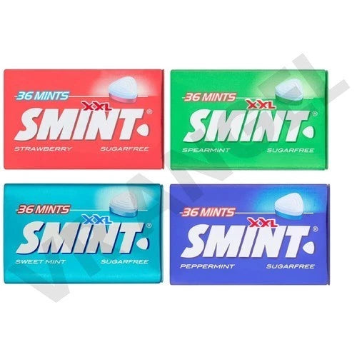 12 x Smint Mint Tins 4 Flavors (Strawberry, Spearmint, Peppermint,Sweetmint)